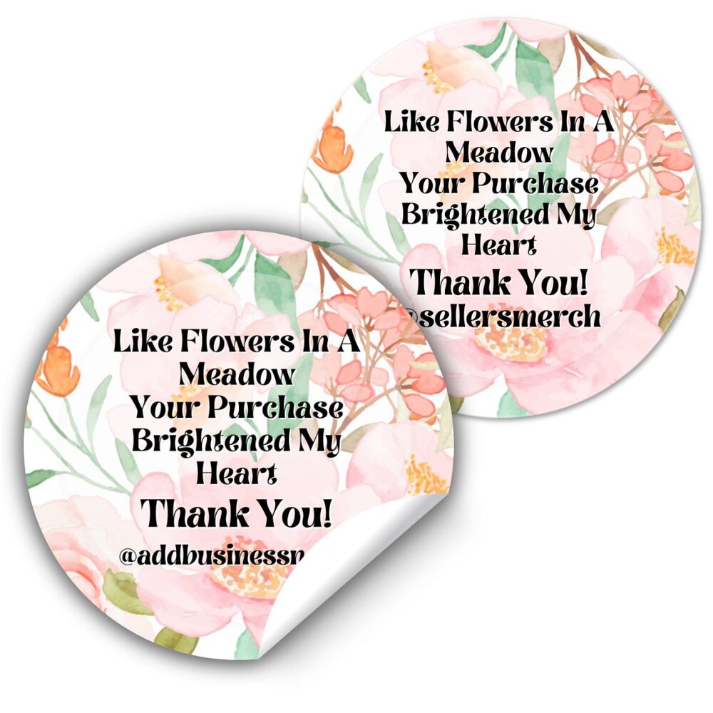 Floral Thank You Stickers with Closet Name - 2"